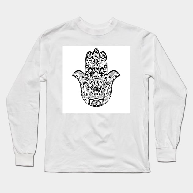 the hand of the mandala pattern ecopop wallpaper tribal star Long Sleeve T-Shirt by jorge_lebeau